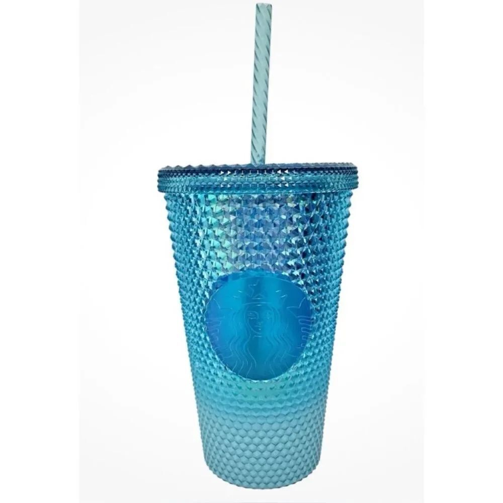 Starbucks Studded Blue Gradient Bling Ombre Cold Cup Tumbler Grande 16oz 2023